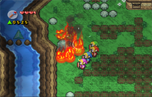 Use the Fire Rod to burn the tree stumps