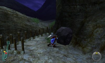 #64: Night only. Near the entrance to Goron City, there is a boulder located just above Dodongo's Cavern. Break it with the Megaton Hammer and the Skulltula can be found hiding behind where it was at night.