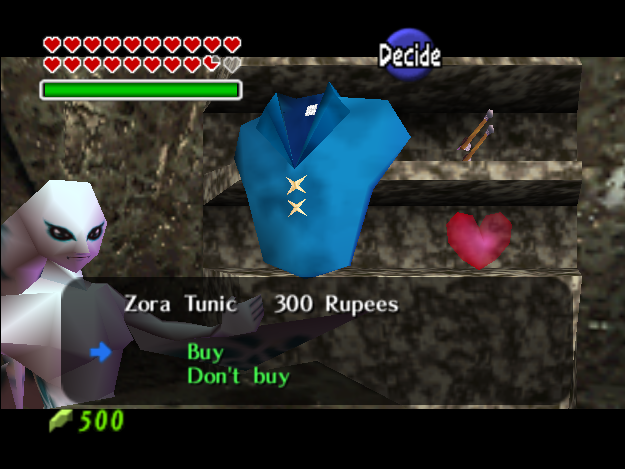 File:Zora Tunic - 300 Rupees - OOT64.png