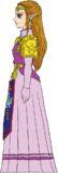Adult Zelda Ocarina of Time colour design sketch, side view.