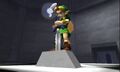 Link draws the Master Sword (Ocarina of Time 3D)