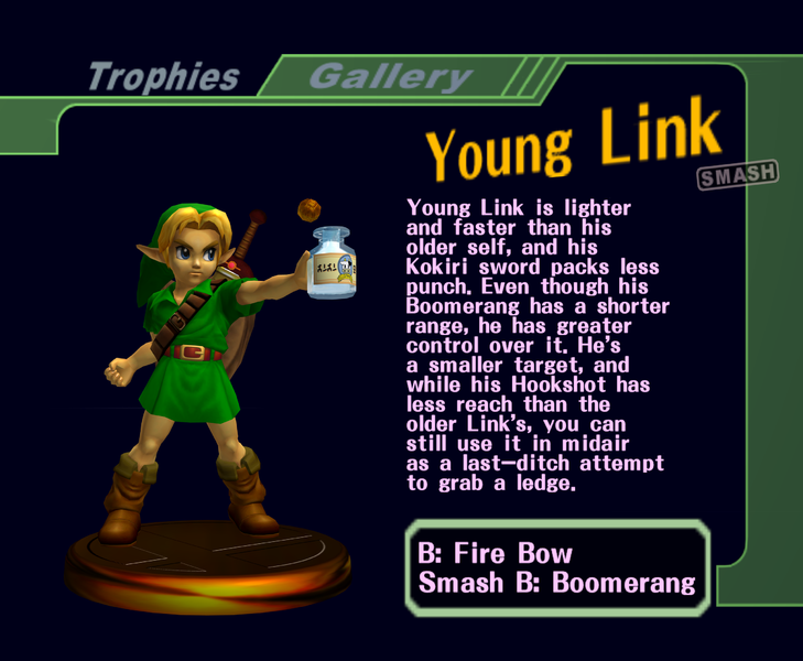 File:Young Link - SSB Melee Trophy 71 (Young Link Smash 1) with text.png