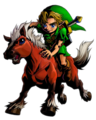 Artwork of Link riding Epona in Majora's Mask