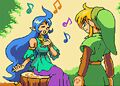 Nayru singing to Link in Oracle of Ages