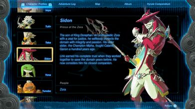 Sidon's Character Profile in Tears of the Kingdom