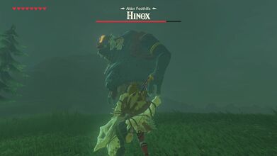 Fighting a Blue Hinox in Breath of the Wild