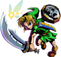Link with Tatl, the Razor Sword and Mirror Shield from Majora's Mask 3D