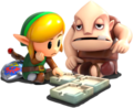 Dampé and Link creating a Chamber Dungeon in Link's Awakening (2019)
