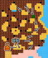 Map showing location of Hammer in Death Mountain from The Adventure of Link