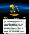 Toon Link trophy from Super Smash Bros. for Nintendo 3DS, with EU/AUS text