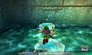 Stray Fairy #9 - In the room just north of the central chamber. Create ice blocks leading to the northwest corner of the room.