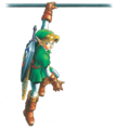 Adult Link hanging from a ledge