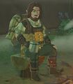 Ponthos sitting by the fire in Breath of the Wild.