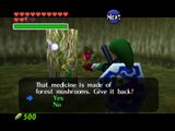 Fado demands the Odd Potion from Link in Ocarina of Time (N64)