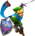 Artwork of Link with the Master Sword in Hyrule Warriors