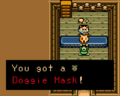 Link receiving the Doggie Mask from the Happy Mask Salesman