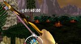 Link playing the Swamp Shooting Gallery Mini-Game