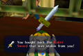Link buying back the Kokiri Sword in Majora's Mask (N64)