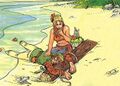 Artwork of Marin finding Link on the beach
