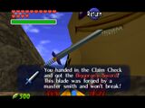 Link acquiring Biggoron's Sword in Ocarina of Time (N64)