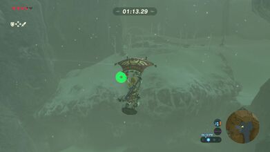 Link paragliding while shield-surfing in Breath of the Wild