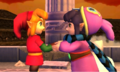 Ravio holding hands with Link