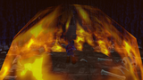 Link casting Din's Fire in the Royal Family's Tomb from Ocarina of Time (N64)