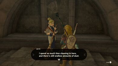 Link talking to Jerrin in Tears of the Kingdom
