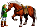 Adult Link petting Epona from Ocarina of Time