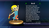 Aryll trophy with text from Super Smash Bros. Brawl: Randomly obtained.