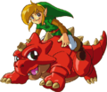 Artwork of Link riding on Dimitri.