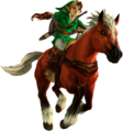 Adult Link on Epona from Ocarina of Time 3D
