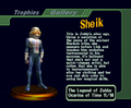 Sheik trophy with text from Super Smash Bros. Melee: