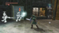 Screenshot of Link fighting two Chilfos