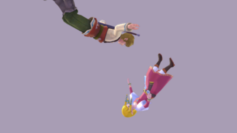 Link and Zelda falling after Ghirahim's tornado attack.