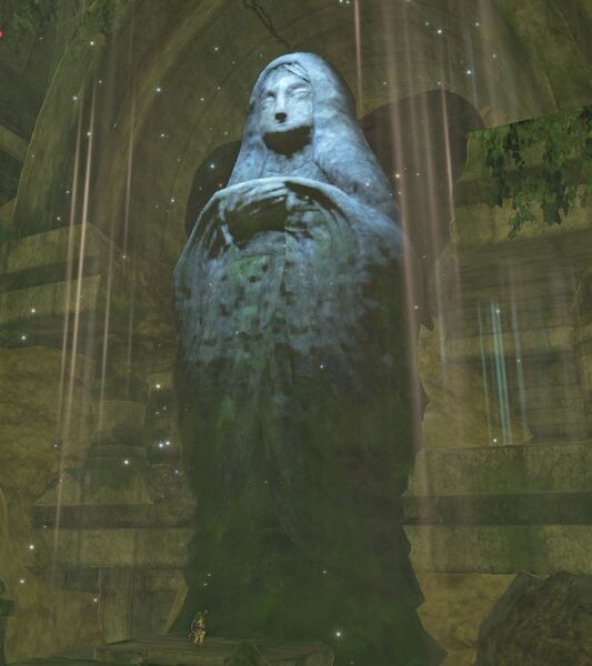 File:Statue of the Goddess praying Forgotten Temple - BotW Wii U.jpg