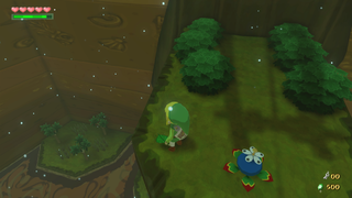 In The Wind Waker HD, there is a Bomb Flower higher up in the room