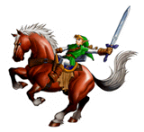 File:Epona & Link (Zelda - Ocarina of Time) - SSB Brawl Sticker.png
