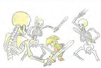 File:Hyrule-Historia-Concept-Link-Fighting-Stalfos.png