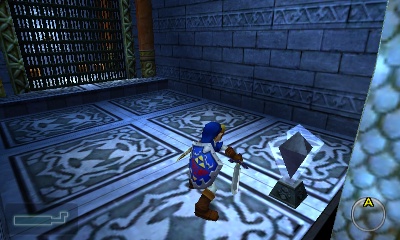 #72: On the lowest level of the main room, walk through the south path and bomb the floor. Travel to the next room, step on the switch, and Hookshot over to the target. Hit the crystal switch and snag the Gold Skulltula. (NB: In the Nintendo 64 version of this game, the crystal switch is behind the gate, and can only be hit with a Spin Attack.).