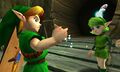Saria giving Link the Fairy Ocarina in Ocarina of Time 3D