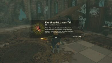 Link picking up a Fire-Breath Lizalfos Tail