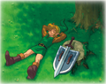 Link resting underneath a tree. (Game Boy Advance Re-Release)