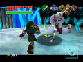 Link battling a White Wolfos from Ocarina of Time