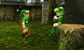 Link finds Saria playing her Fairy Ocarina in the Sacred Forest Meadow in Ocarina of Time 3D