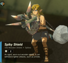 Link wielding a Spiky Shield in Tears of the Kingdom