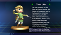 Toon Link trophy with text from Super Smash Bros. Brawl: To obtain, complete Classic Mode as Toon Link.