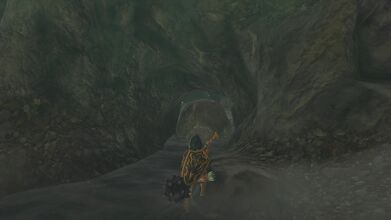 Use Ultrahand to move the boulder at the back of the cave