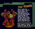 Four Giants trophy from Super Smash Bros. Melee, with text