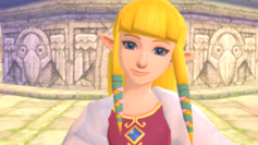Zelda in her civilian dress, the Sailcloth on her shoulders.